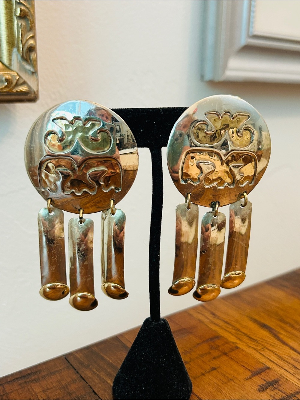 Bold Mixed Metal Statement Dangle Earrings